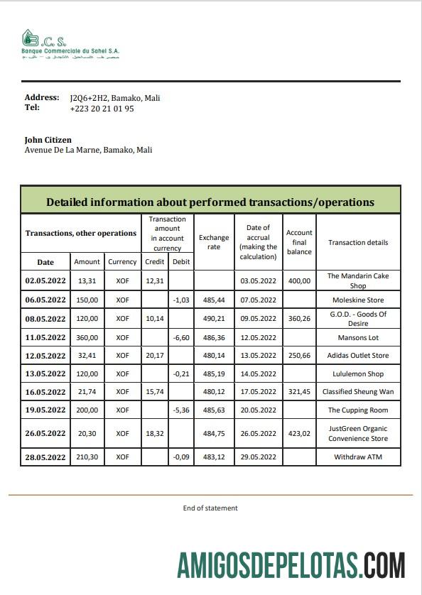 Dapat Diedit Mali Banque Commerciale du Sahel bank laporan templat in Word and PDF format, .doc and .PDF format