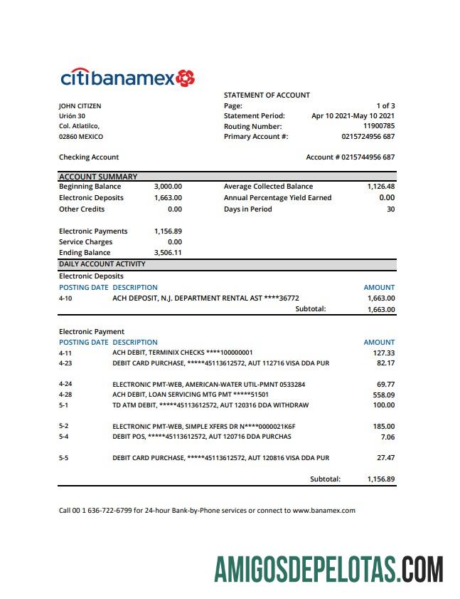 Meksiko Citibanamex Excel pratinjau