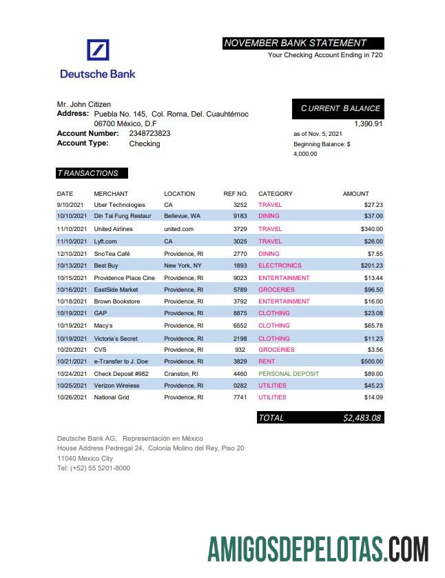 Premium Meksiko Deutsche bank laporan easy to fill templat in Excel and PDF format