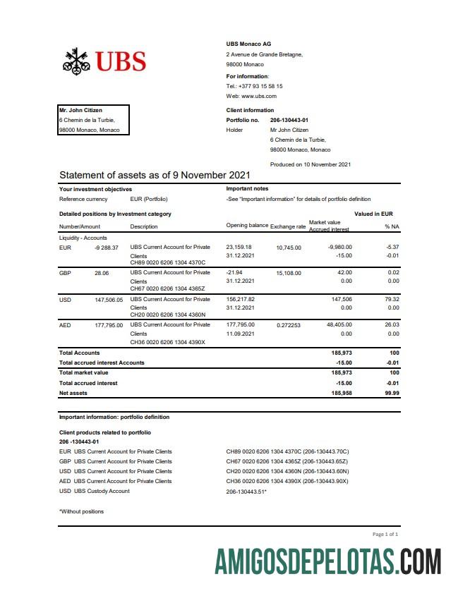 Monako UBS Excel PDF sampel