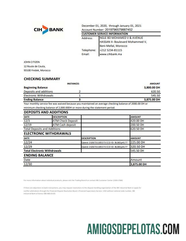 Maroko CIH bank Excel PDF makering