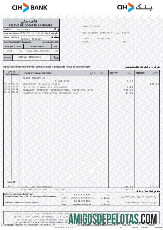 Maroko CIH bank laporan sampel