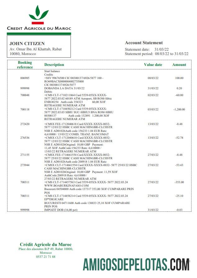 Profesional Maroko Kredit Agricole bank laporan Word and PDF templat