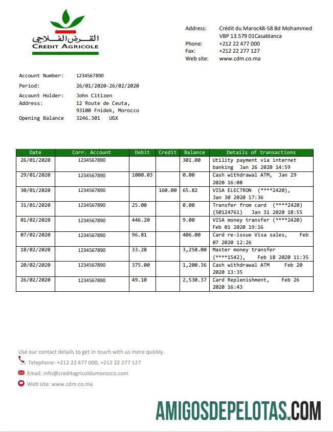 Dapat Diedit Maroko Kredit Agricole bank laporan templat in Word and PDF format, good for address prove