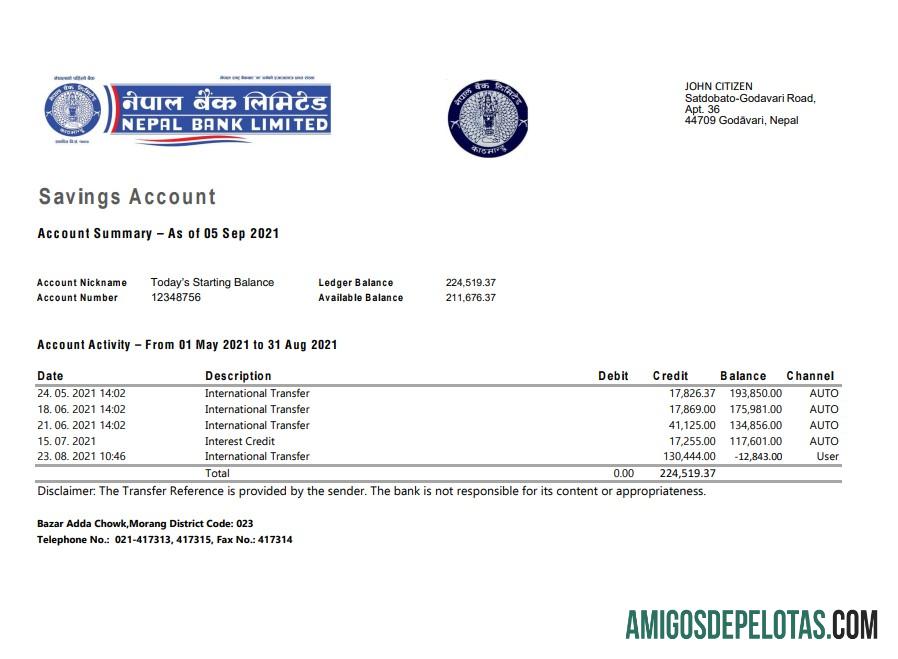 Nepal bank Nepal Excel PDF desain