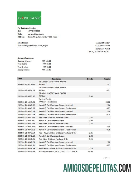 Realistis Nepal Nabil bank laporan Excel and PDF templat