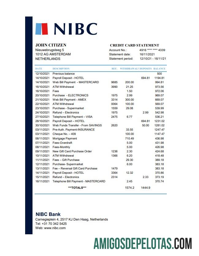 Belanda NIBC bank Excel PDF makering