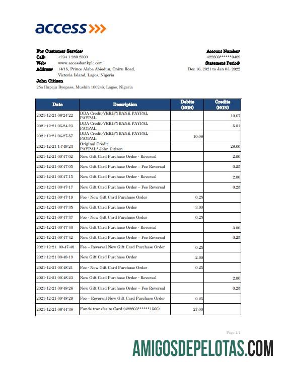 Berkualitas Nigeria Access bank laporan Excel and PDF templat