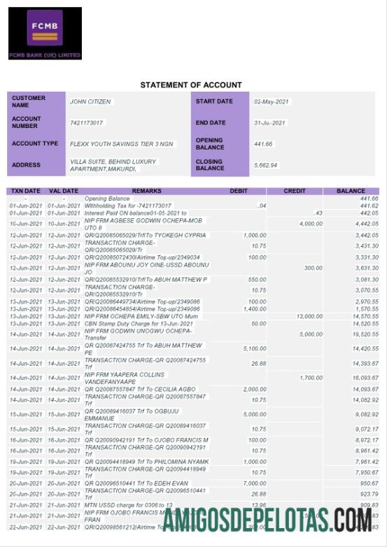 Berkualitas Nigeria FCMB bank laporan Word and PDF templat, 6 pages
