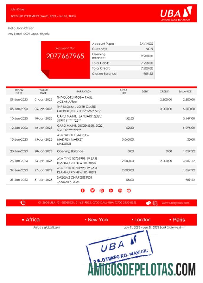 Dapat Diedit Nigeria UBA bank laporan Word and PDF templat, versi 2