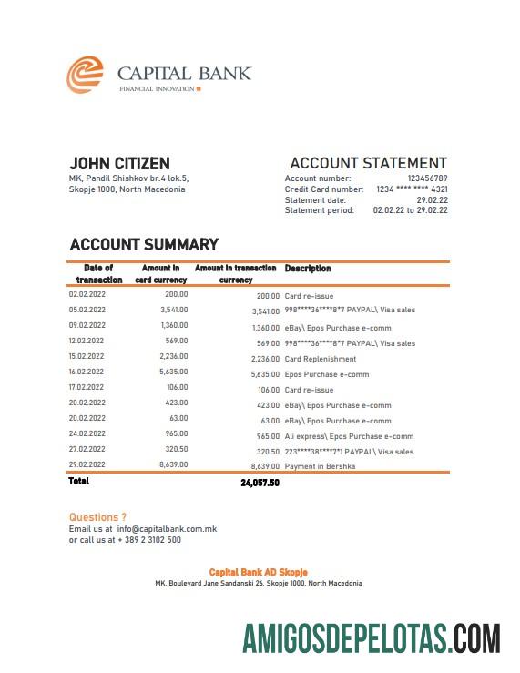 Dapat Diedit Makedonia Utara Capital bank laporan Excel and PDF templat