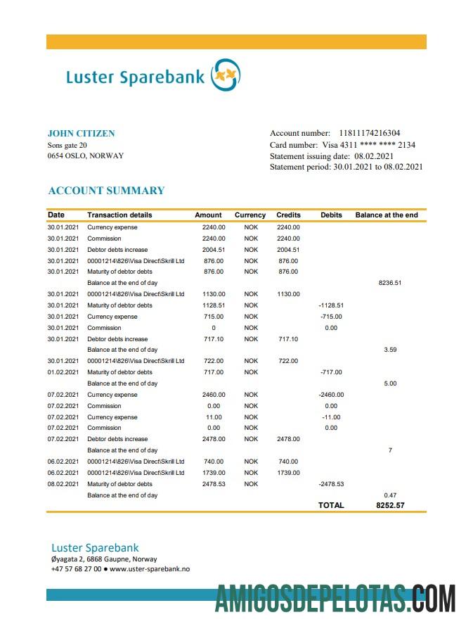 Norwegia Luster Sparebank Excel PDF desain
