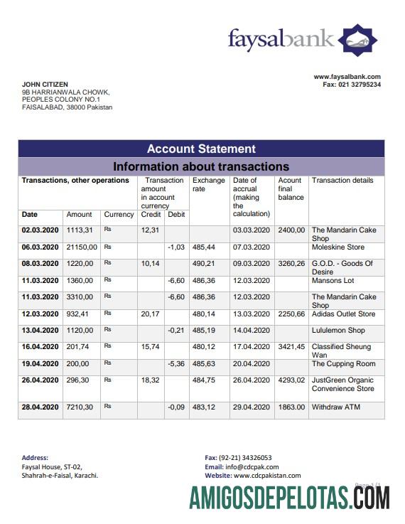 Realistis Pakistan Faysal bank laporan templat in Word and PDF format
