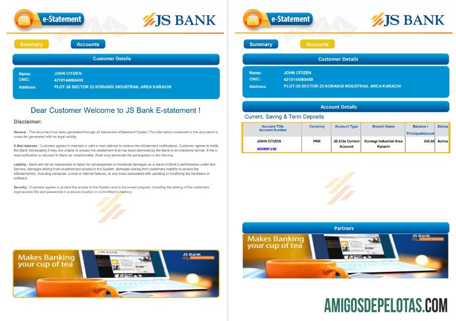 Pakistan JS bank e laporan 3 pages templat
