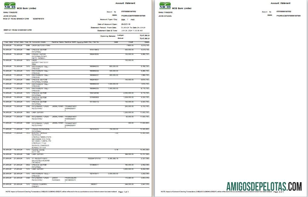 Realistis Pakistan MCB bank laporan Word and PDF templat