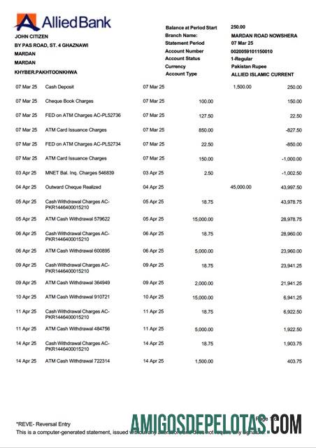 Profesional Pakistan┬áAllied bank Limited rekening laporan┬áWord and PDF templat