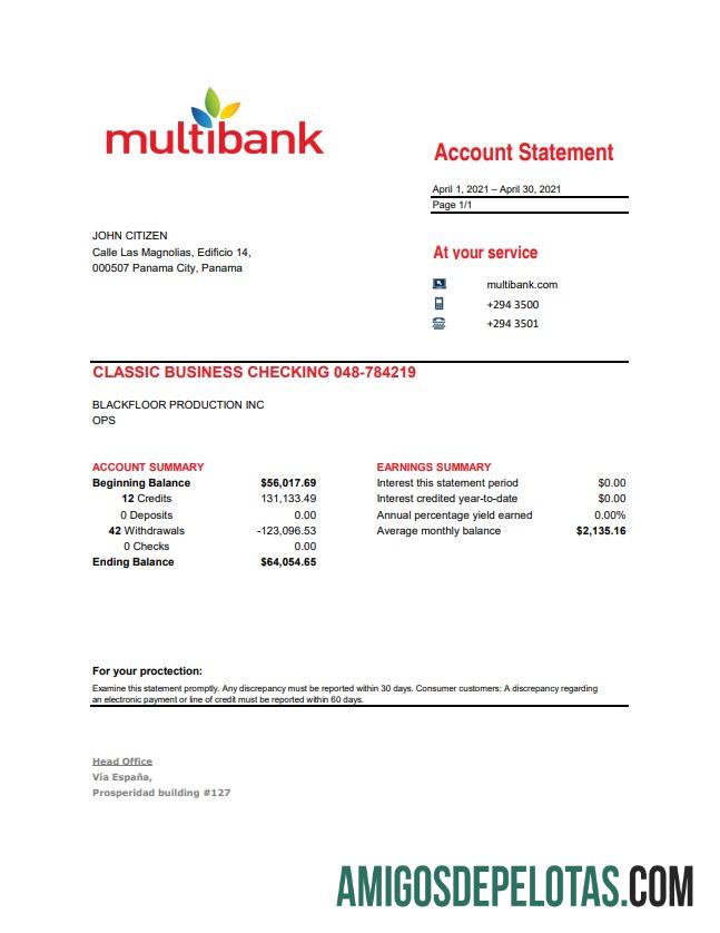 Panama Multibank Excel PDF sampel