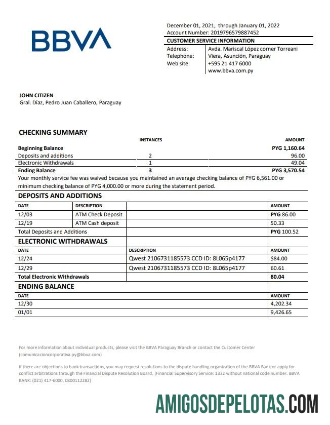 Paraguay BBVA bank laporan makering