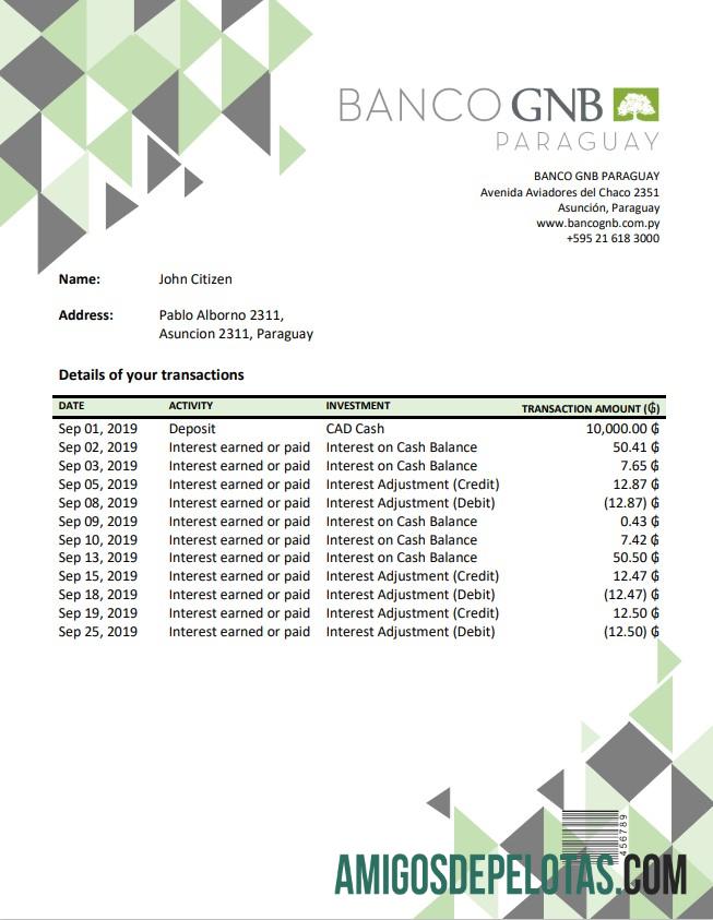 Paraguay Banco Continental S.A.E.C.A. bank laporan sampel