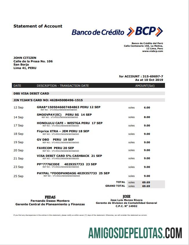 Peru Banco de Credito del Peru (BCP) bank laporan pratinjau