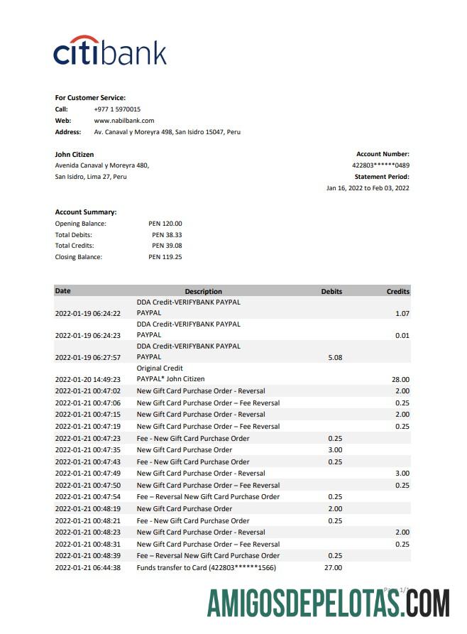 Berkualitas Peru Citibank bank laporan Excel and PDF templat