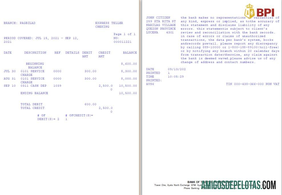 Profesional Filipina bank of the Philippine Islands (BPI) bank laporan templat in Word and PDF format, versi 2