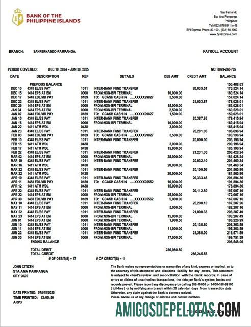 Berkualitas Filipina bank of the Philippine Islands rekening laporan┬áWord and PDF templat