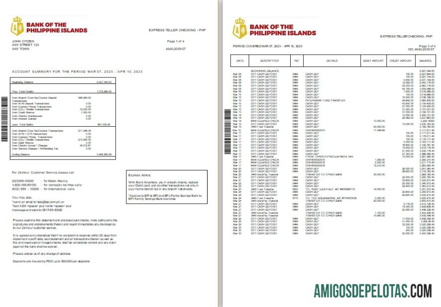 Filipina bank of the Philippine Islands bank st 2 pages templat