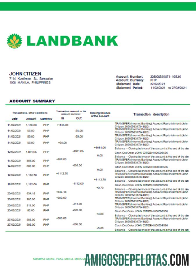 Filipina Land bank of the Filipina Word sampel