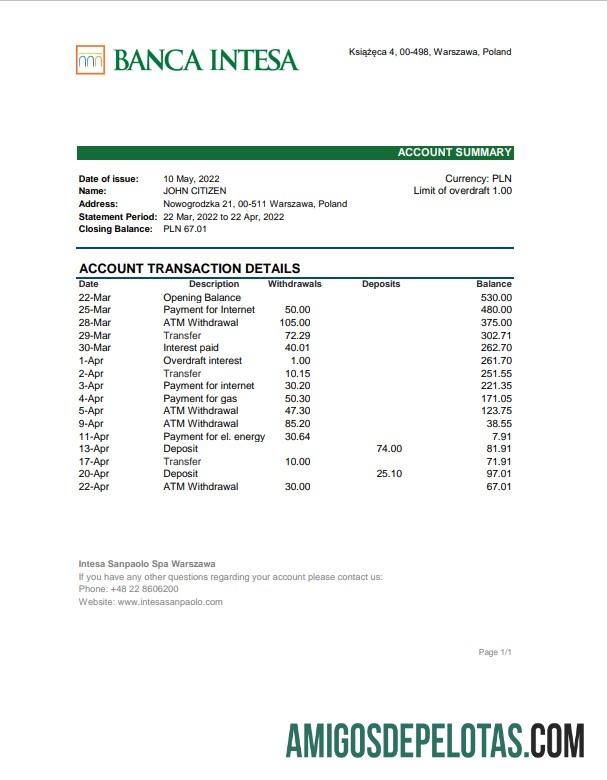 Dapat Diedit Polandia Banca Intesa bank laporan Excel and PDF templat