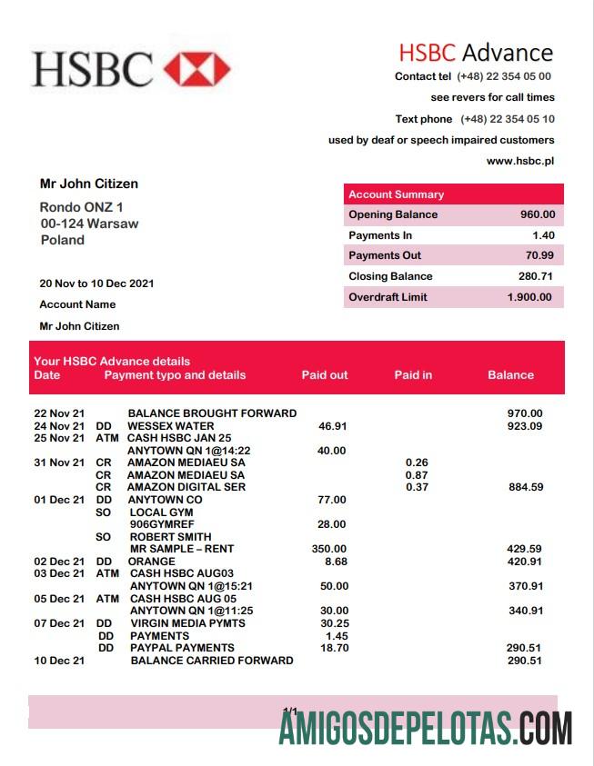 Polandia HSBC bank laporan templat