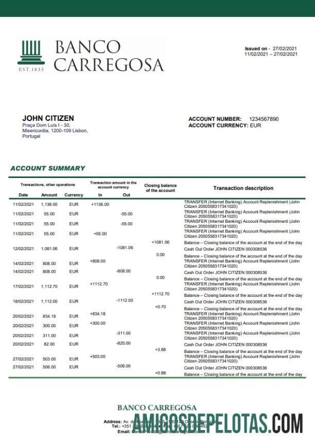Portugal Banco Carregosa Word PDF makering