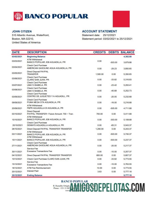 Portugal Banco Popular Excel PDF pratinjau