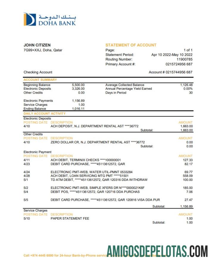 Qatar Doha bank laporan XLS desain