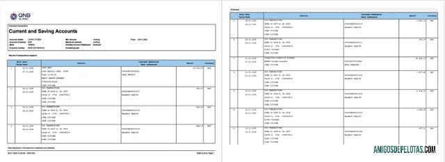 Premium Qatar QNB Alahli bank rekening laporan Word and PDF templat, 2 pages