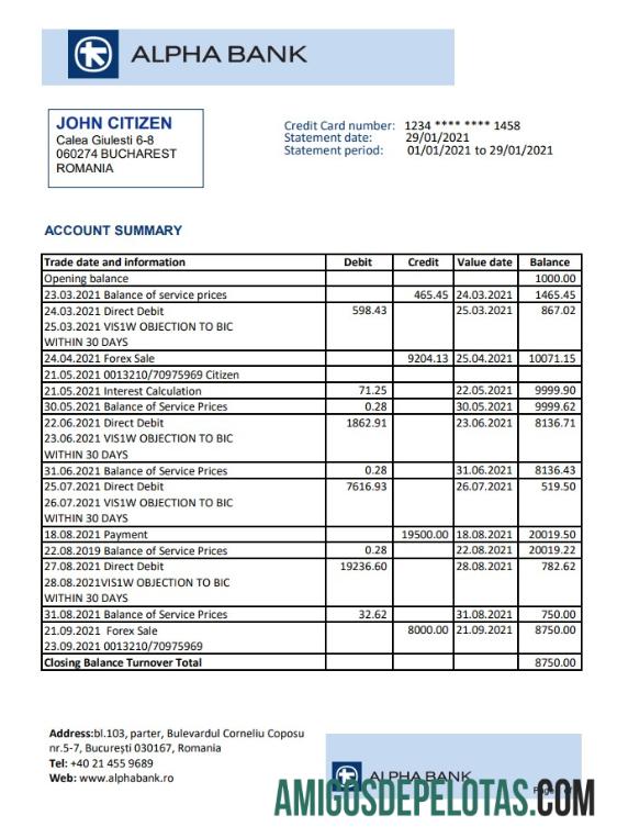 Rumania Alpha bank Excel PDF pratinjau