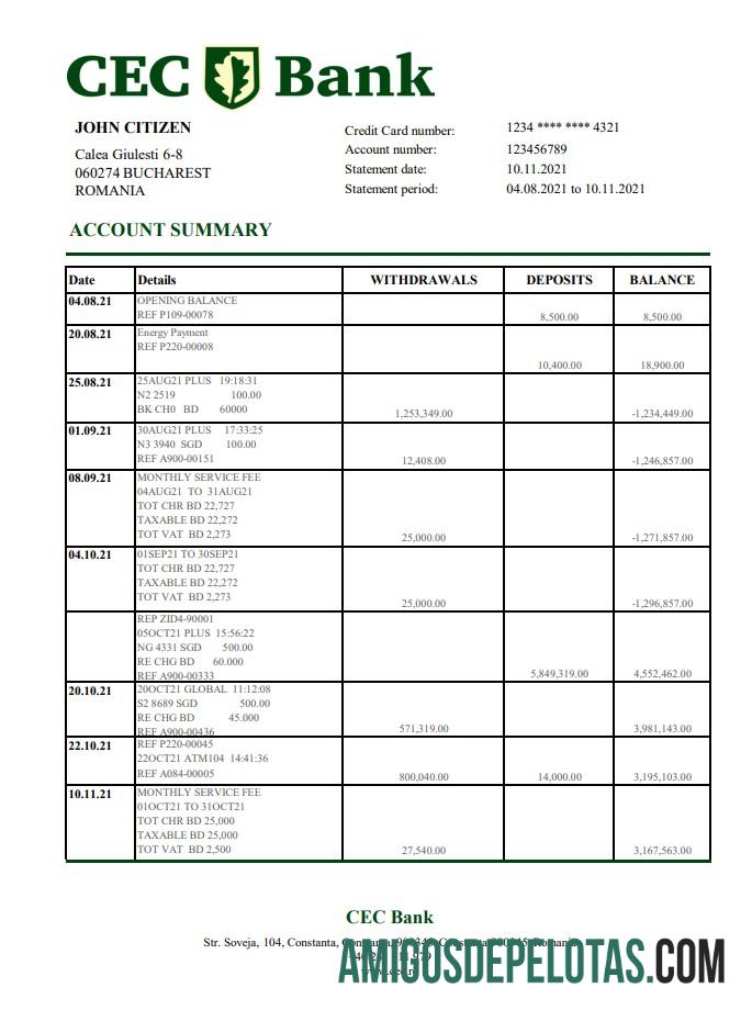 Rumania CEC bank Excel PDF pratinjau