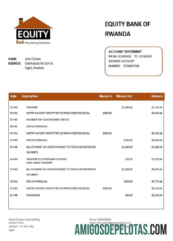 Premium Rwanda Equity bank of Rwanda proof of address bank laporan templat in Word and PDF format
