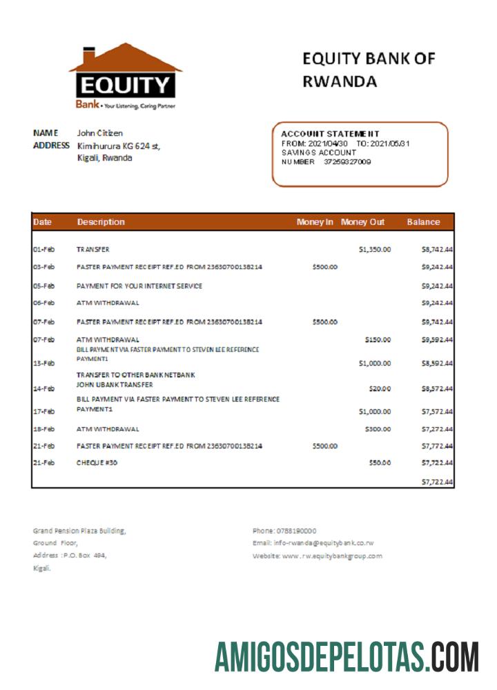 Premium Rwanda Equity bank laporan easy to fill templat in .XLS and .PDF Berkas format.1