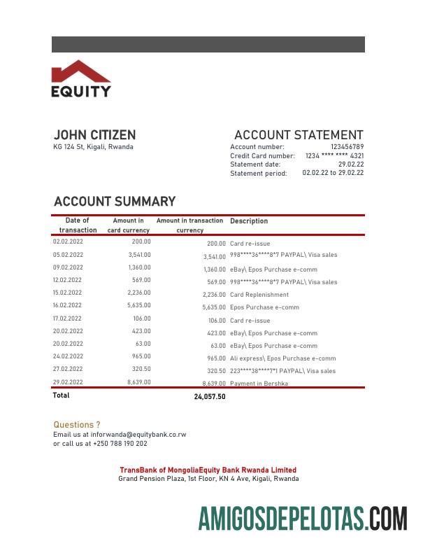 Dapat Diedit Rwanda Equity bank laporan, Excel and PDF templat