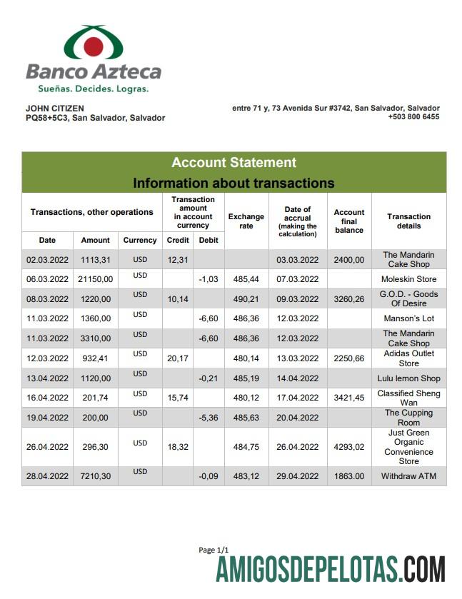 Salvador Banco Azteca bank laporan desain