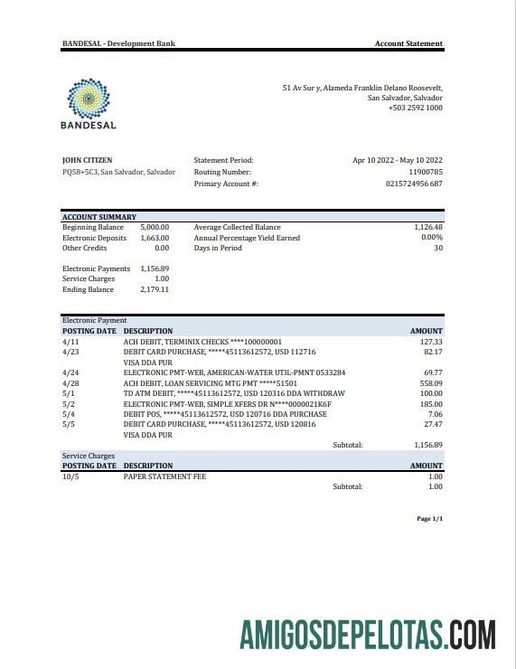 Premium Salvador Bandesal bank laporan, Excel and PDF templat