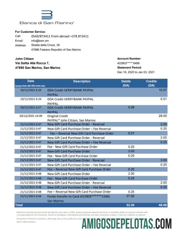 San Marino Banca di San Marino Excel PDF pratinjau
