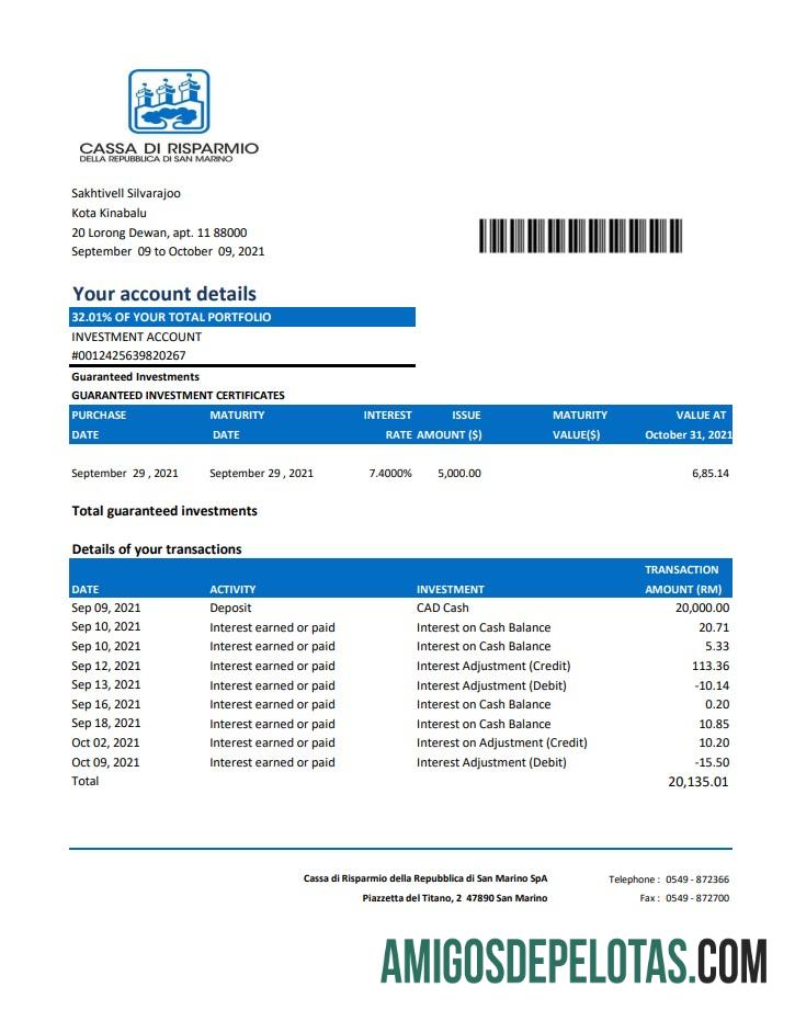 San Marino Cassa di Risparmio Excel PDF templat