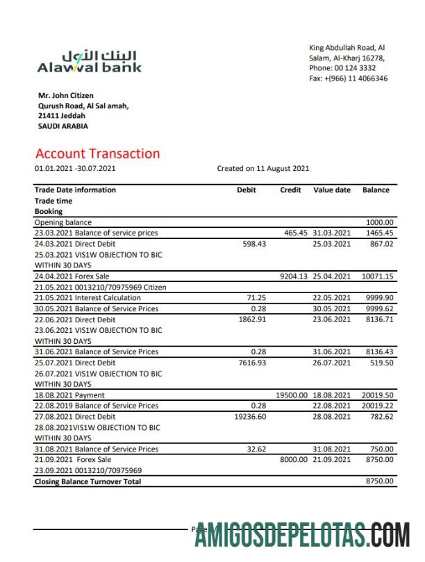 Arab Arab Saudi Alawwal bank Excel PDF desain