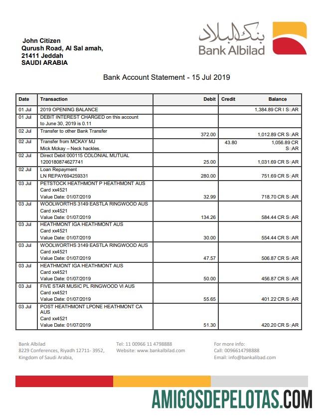 Premium Arab Arab Saudi bank Albilad bank laporan templat in Word and PDF format