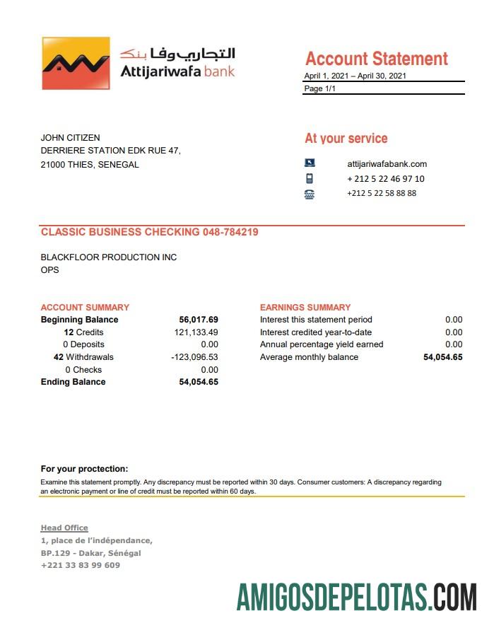 Senegal Attijariwafa bank Excel PDF makering