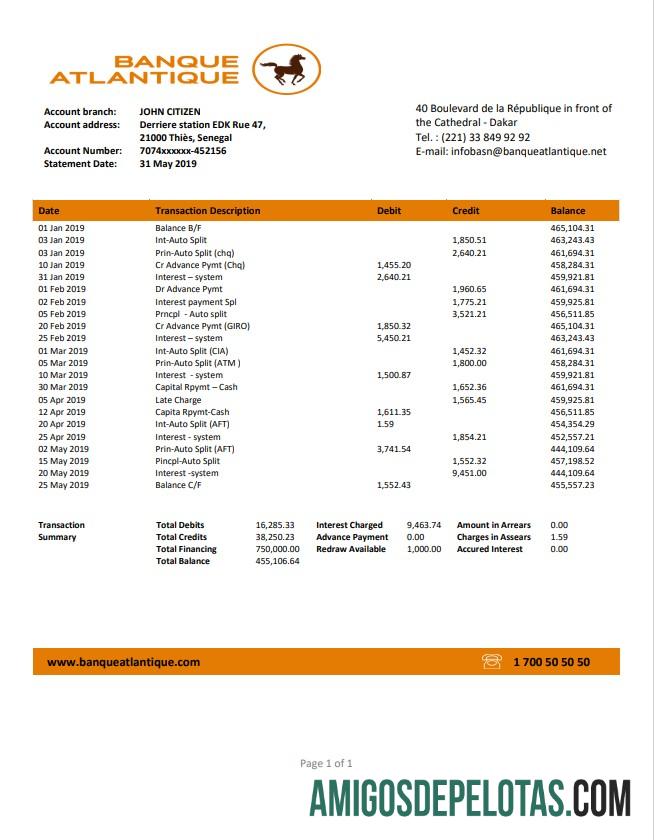 Dapat Diedit Senegal Banque Atlantique bank laporan easy to fill templat in Word and PDF format