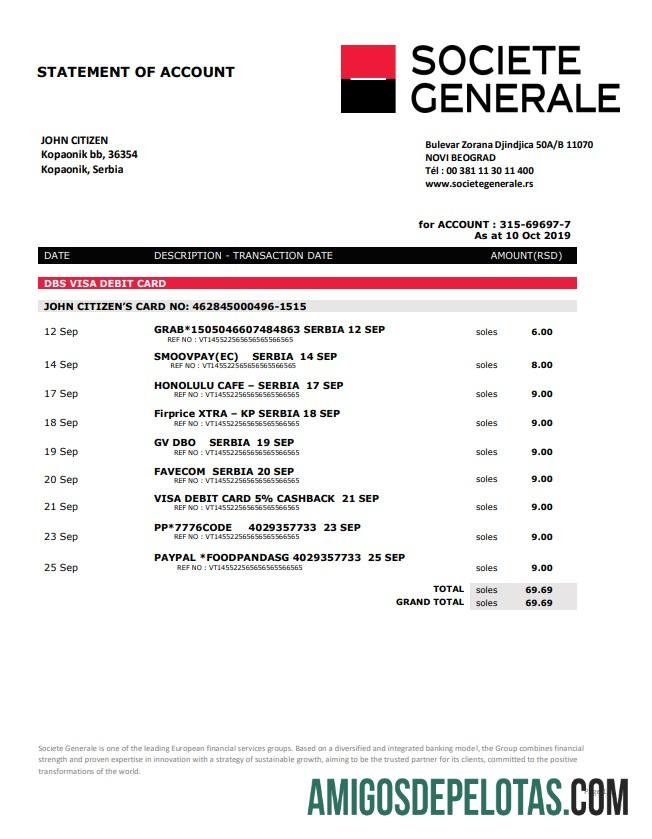 Berkualitas Serbia Societe Generale bank proof of address laporan templat in Word and PDF format