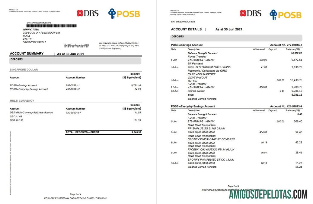 Singapura DBS 4 pages templat